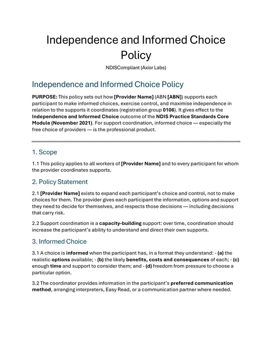 Independence and informed choice — when a choice counts as informed